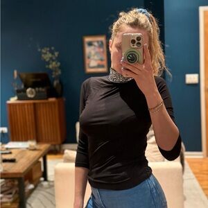 L'AGENCE Black Top with Silver Accents